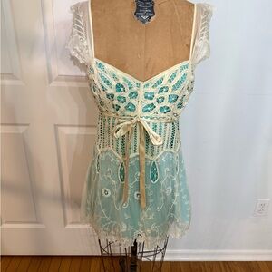 Betsey Johnson Battenberg Lace Tunic Top